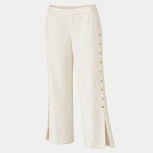 Isaac Mizrahi Live! Womens White Snap Side Wide Leg Pants Size 18W Elastic Waist